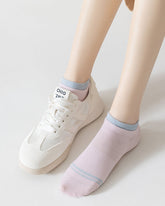 3-Pack Women No Show Socks Cotton Thin Breathable Double Deck Cuff Socks